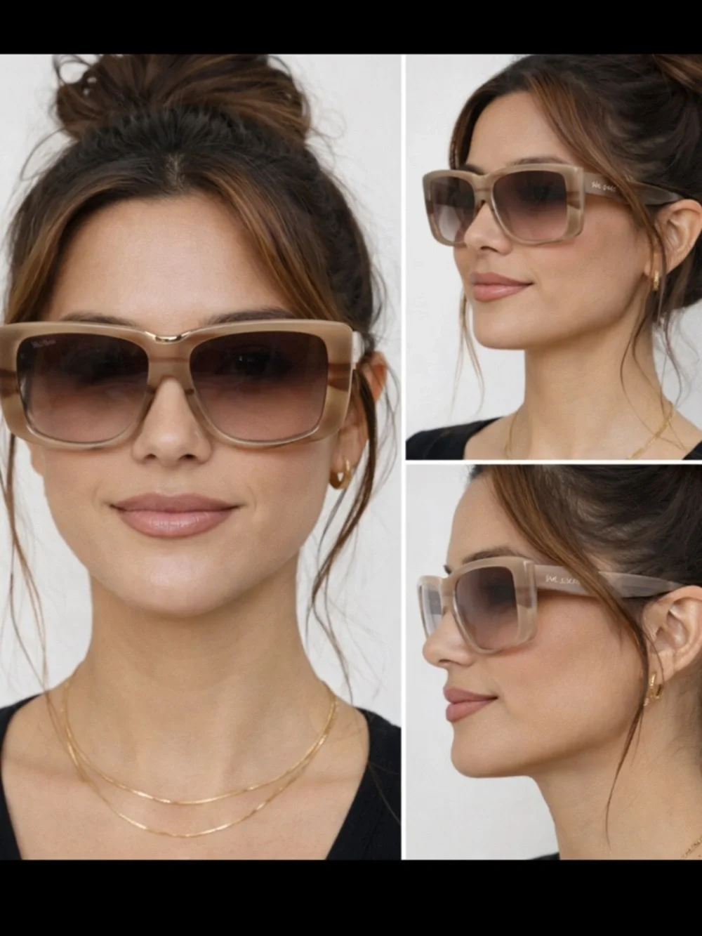 NWOT. Authentic MaxMara Translucent Beige Shield Sunglasses with Brown Lenses